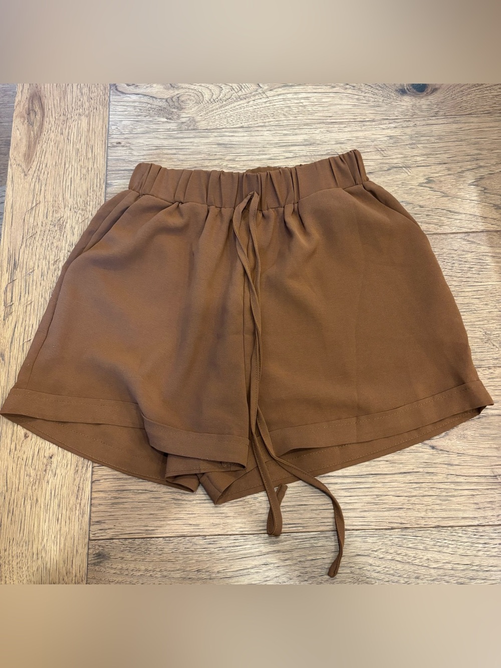 Women's Elastic Waist Brown Shorts